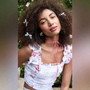 Altar'd State Belle Pink Floral Corset Top NWT